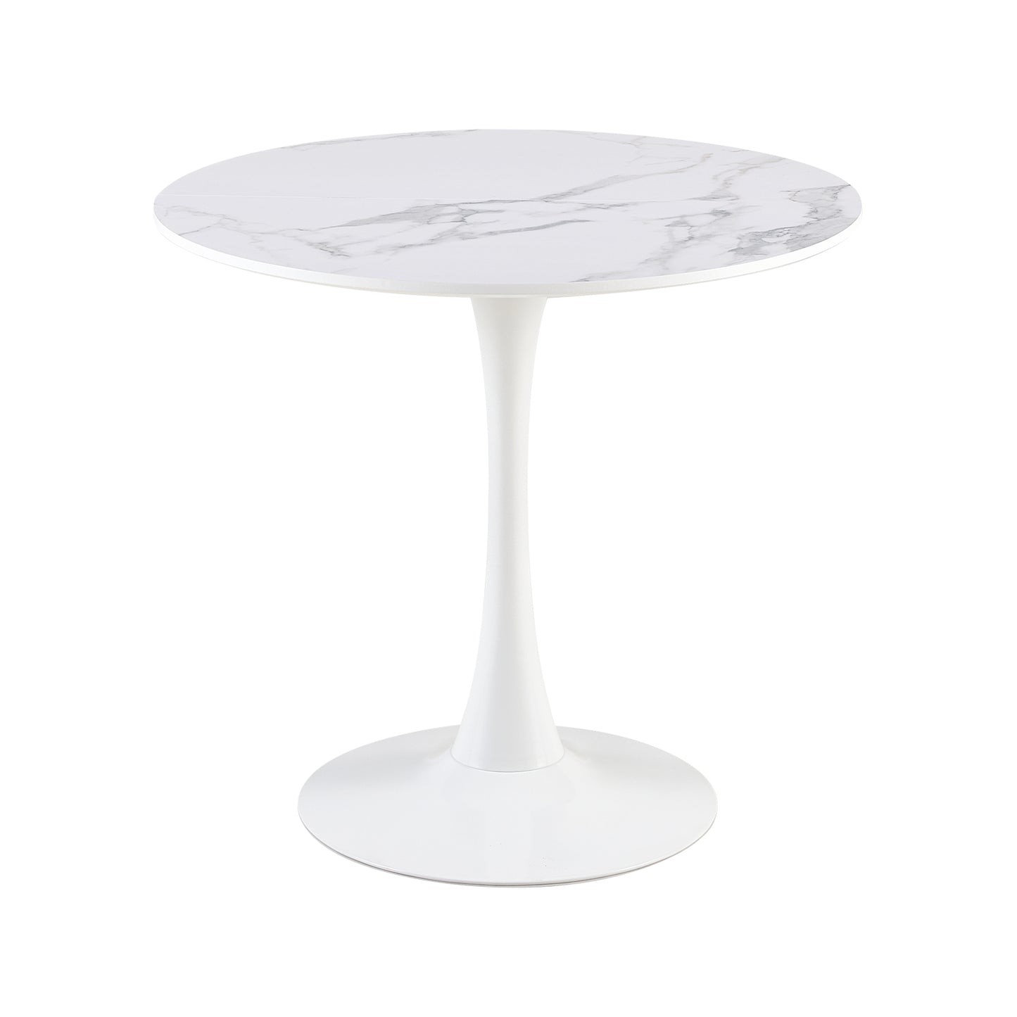 TULIP 80cm Circle Dining Table With Iron Legs-MARBLE