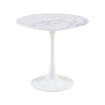 TULIP 80cm Circle Dining Table With Iron Legs-MARBLE