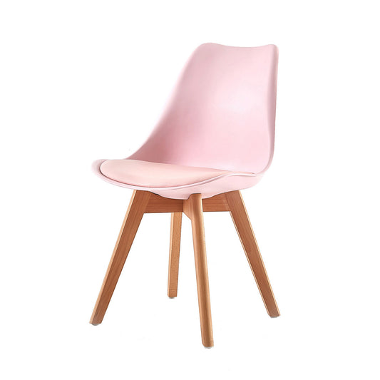 TULIP Dining Chair with Beech Legs - Pink