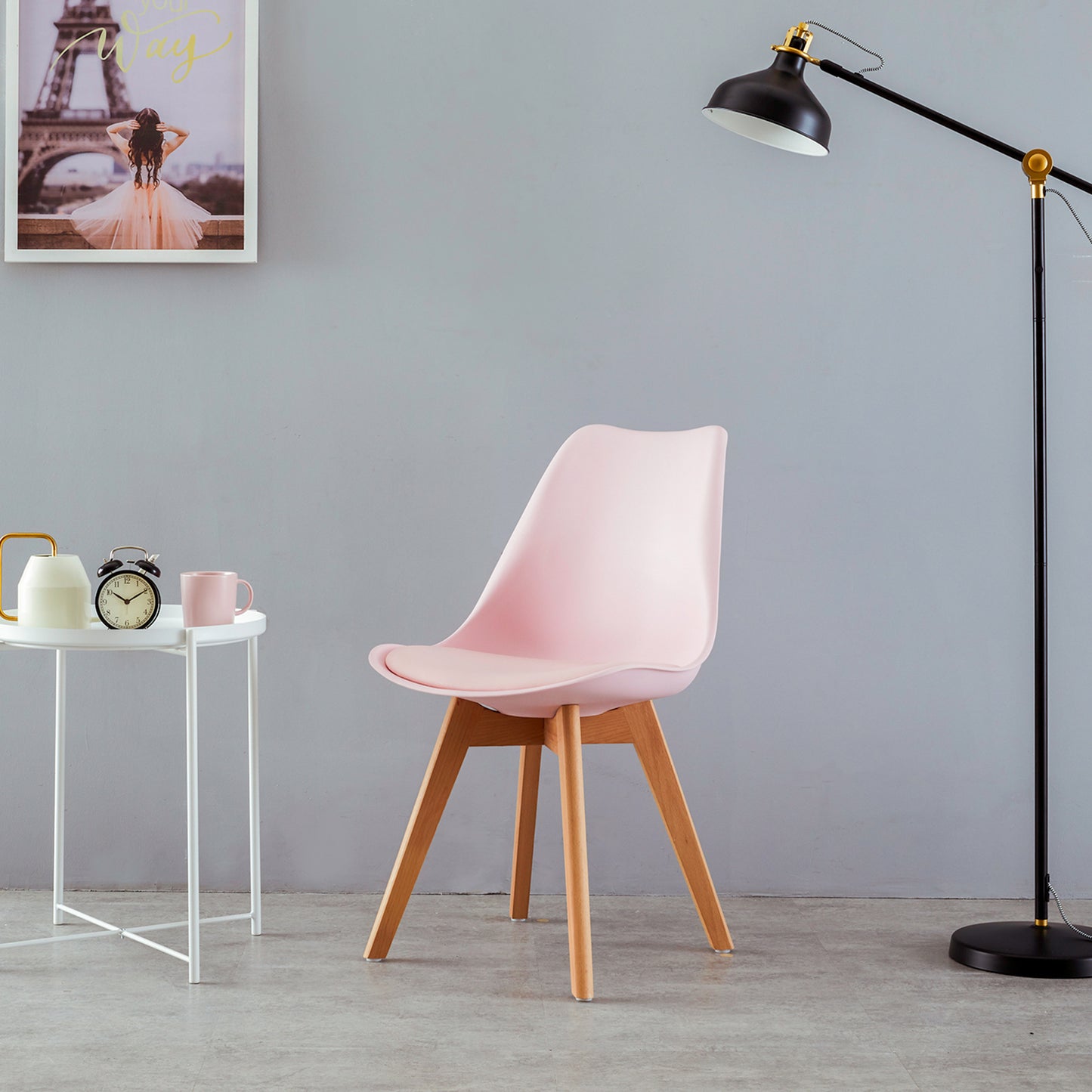 TULIP Dining Chair with Beech Legs - Pink