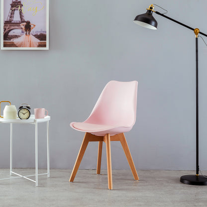 TULIP Dining Chair with Beech Legs - Pink