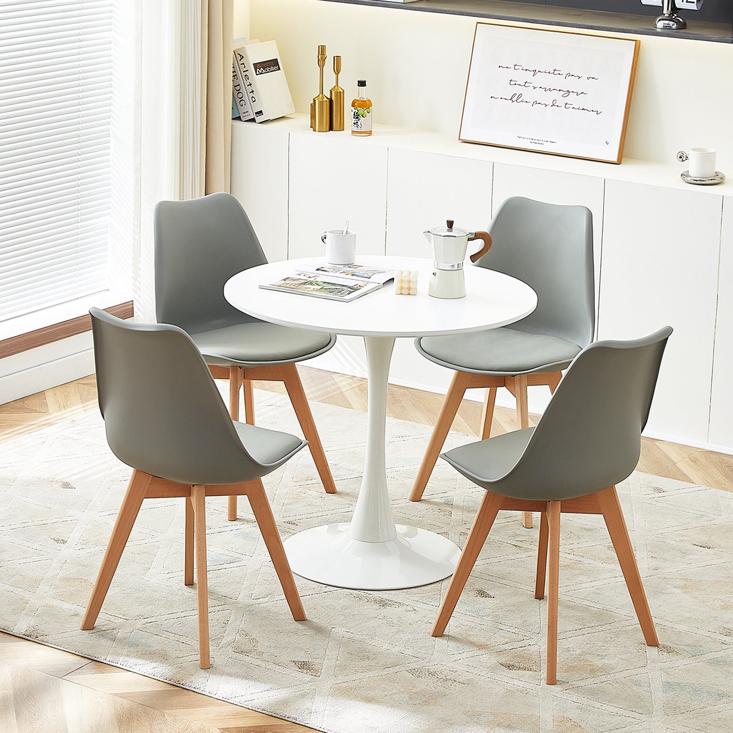 TULIP 80cm Circle Dining Table With Iron Legs-White