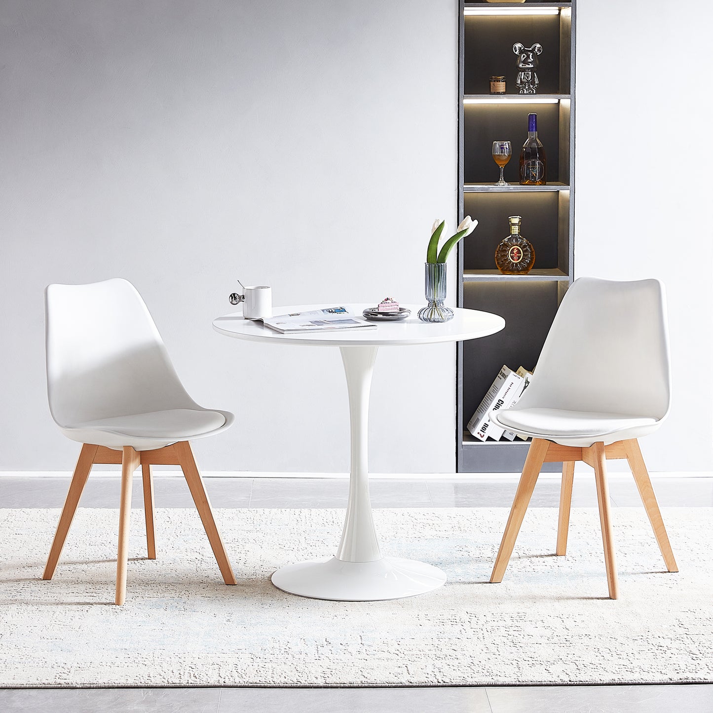 TULIP 80cm Circle Dining Table With Iron Legs-White