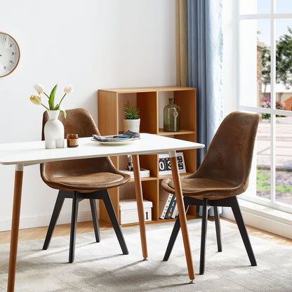 TULIP Dining Chair with Black Beech Legs and Suede Texture-Brown