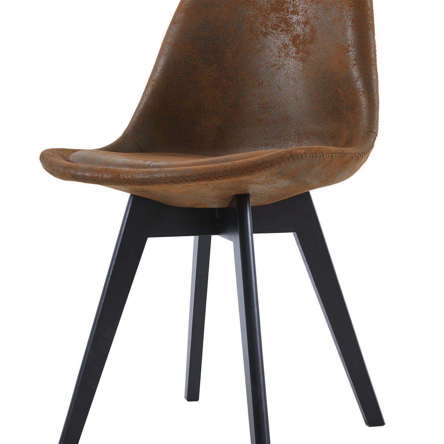 TULIP Dining Chair with Black Beech Legs and Suede Texture-Brown