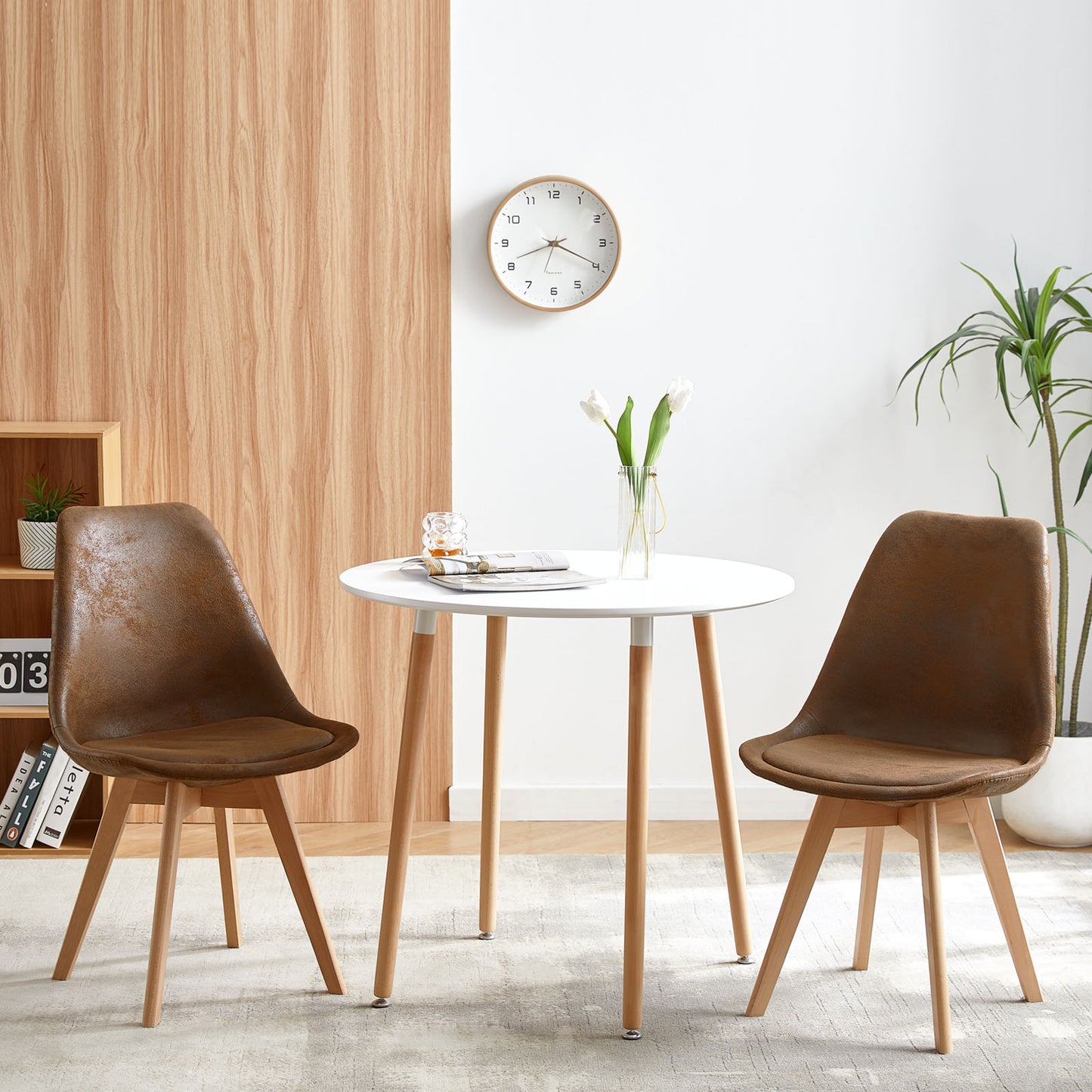 TULIP Dining Chair with SUEDE-Brown
