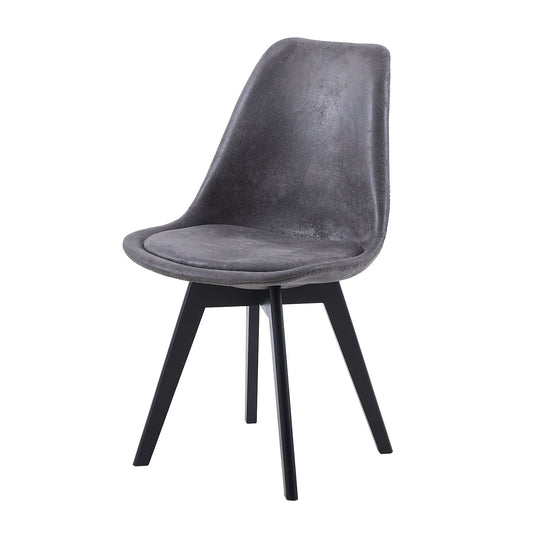 TULIP Dining Chair with Black Beech Legs and Suede Texture-Dark Gray