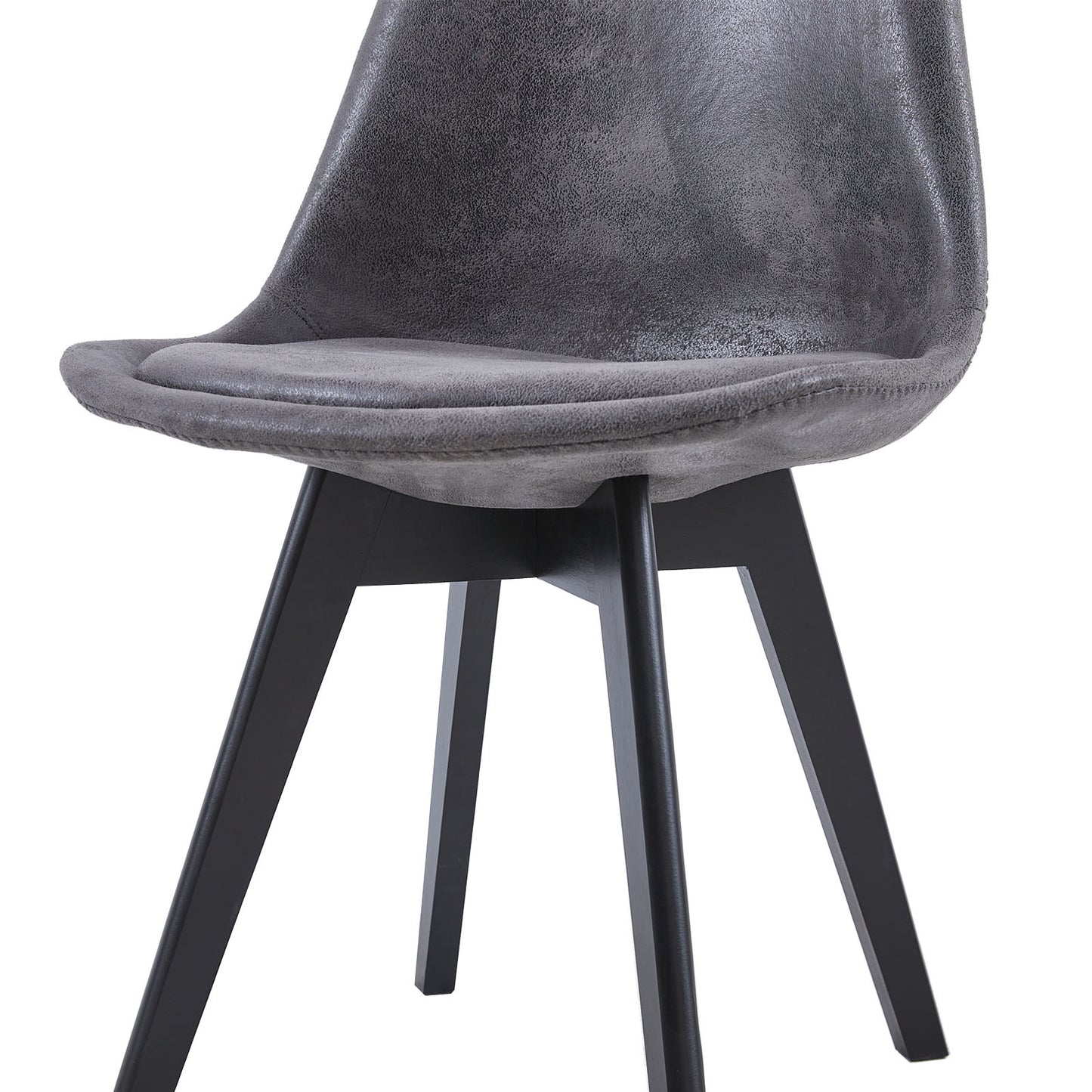 TULIP Dining Chair with Black Beech Legs and Suede Texture-Dark Gray