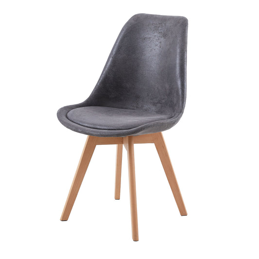 TULIP Dining Chair with SUEDE-Dark Gray