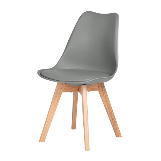 TULIP Dining Chair with OAK Legs-Gray