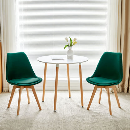 TULIP Dining Chair with Velvet-Dark Green