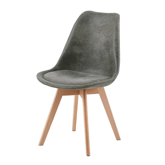 TULIP Dining Chair with SUEDE-Light Gray