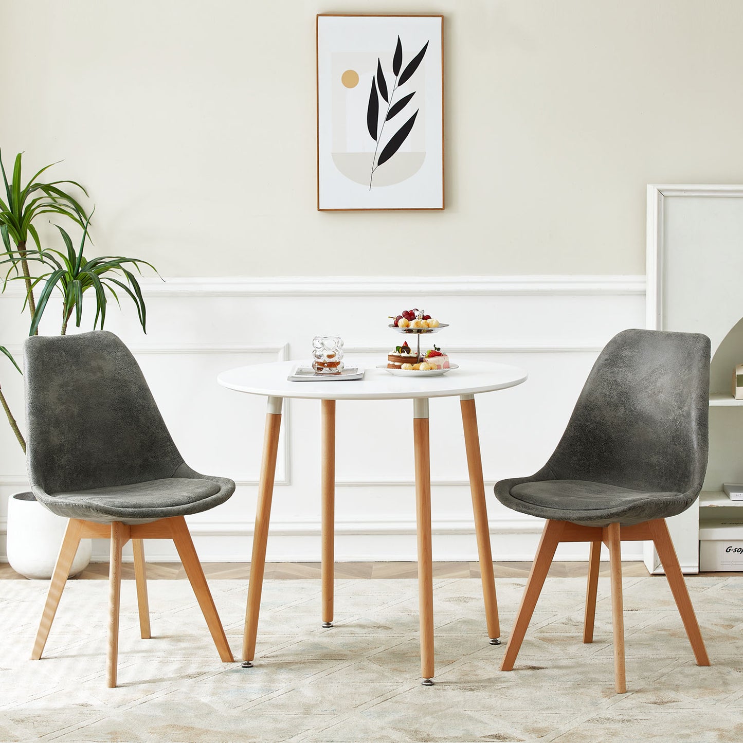 TULIP Dining Chair with SUEDE-Light Gray