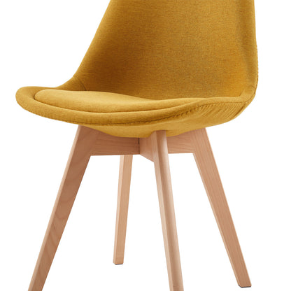 TULIP Dining Chair with Linen-Yellow