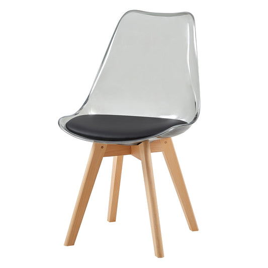 TULIP Dining Chair with SMOKY Back-Black