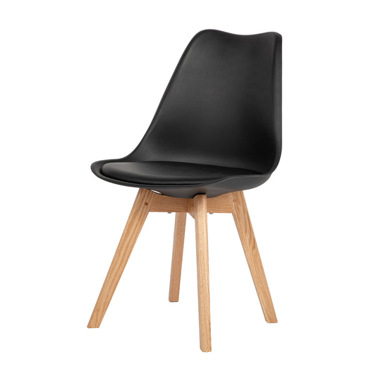 TULIP Dining Chair with OAK Legs-Black