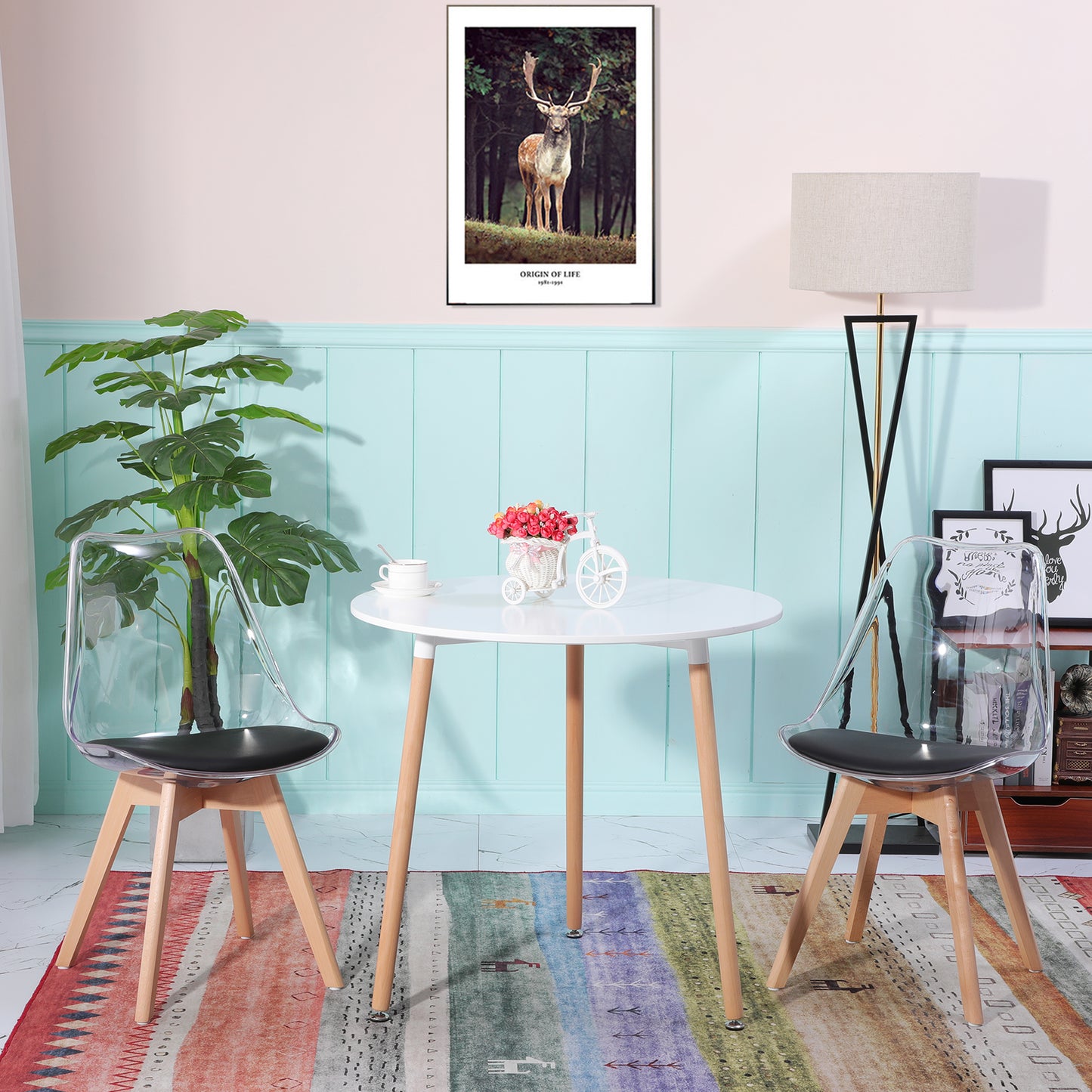 TULIP Dining Chair with Clear Back-Black
