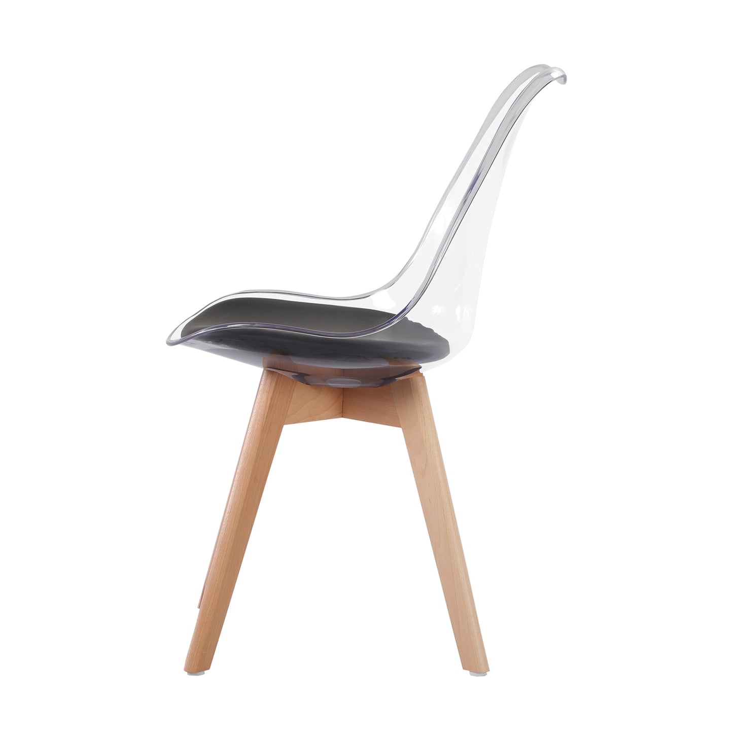 TULIP Dining Chair with Clear Back-Black