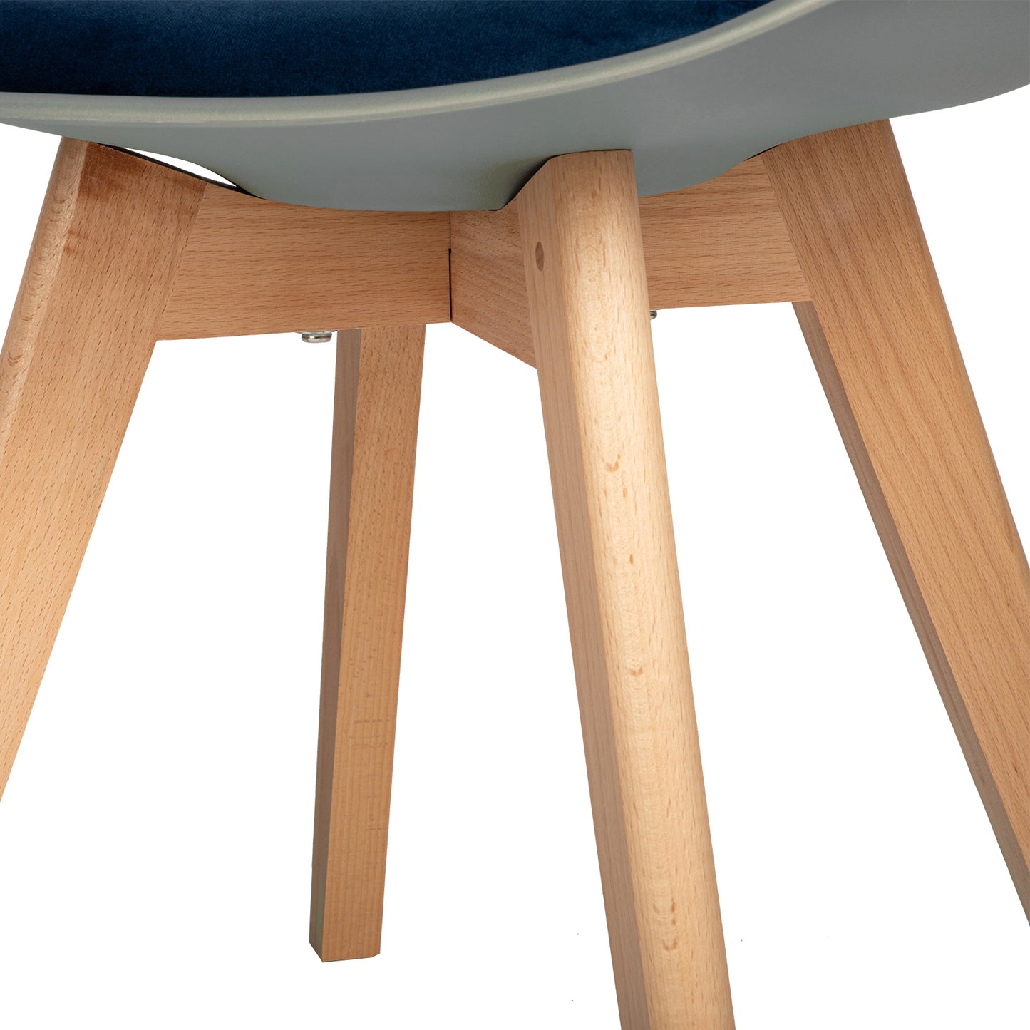 TULIP Dining Chair with Beech Legs - Gray /Blue Velvet