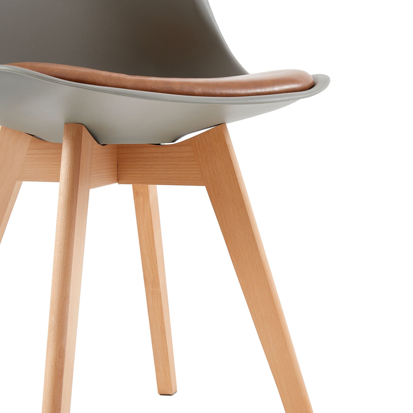 TULIP Dining Chair with Beech Legs - Gray/Camel