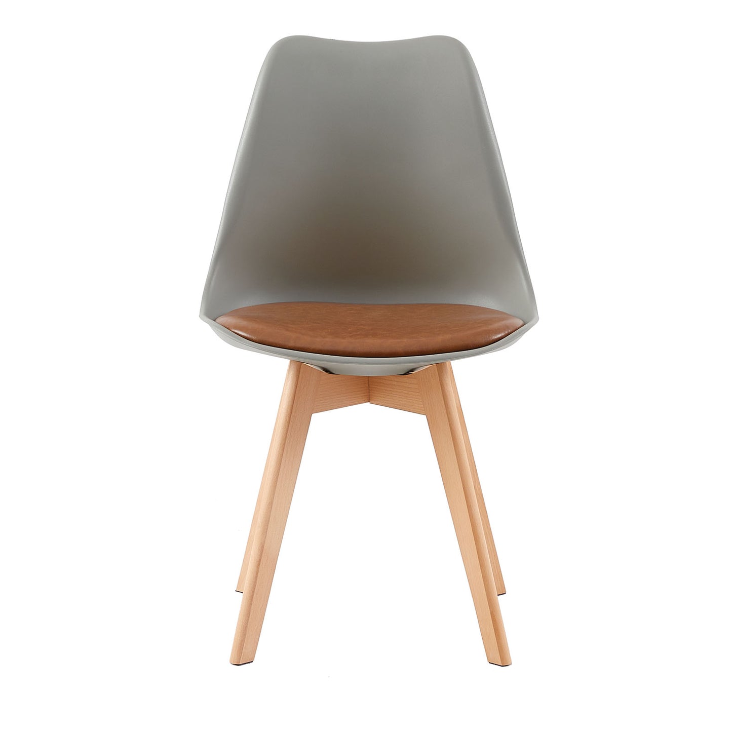 TULIP Dining Chair with Beech Legs - Gray/Camel