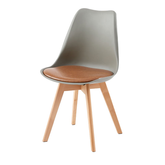 TULIP Dining Chair with Beech Legs - Gray/Camel