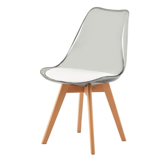 TULIP Dining Chair with SMOKY Back-White