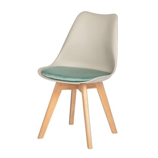 TULIP Dining Chair with Beech Legs - Kakhi/Cactus Velvet