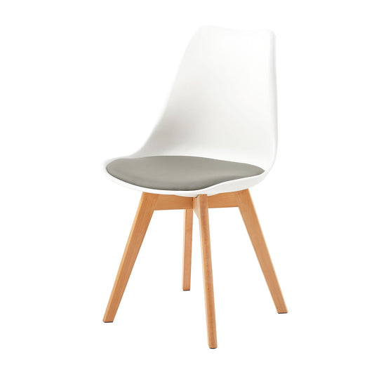 TULIP Dining Chair with Beech Legs - White/Gray