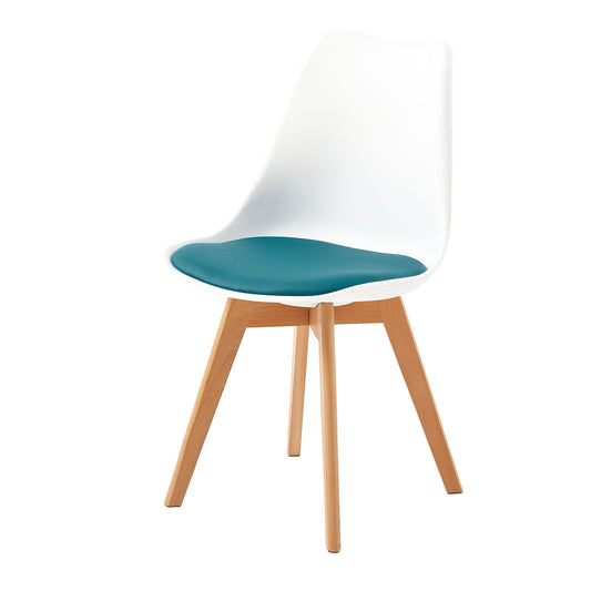 TULIP Dining Chair with Beech Legs - White/Lake Blue