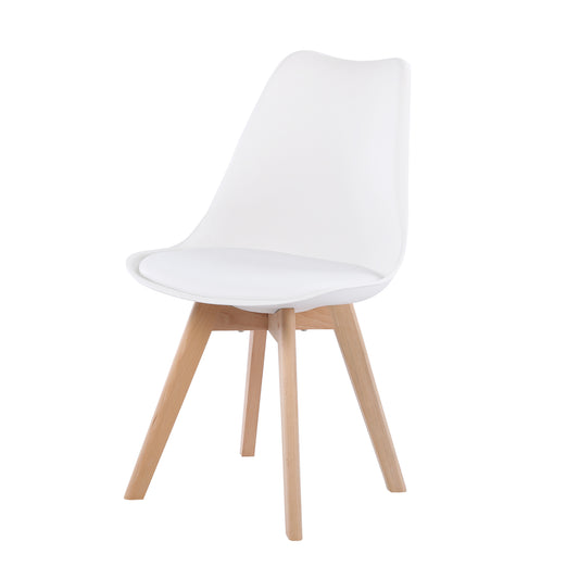 TULIP Dining Chair with Beech Legs - White