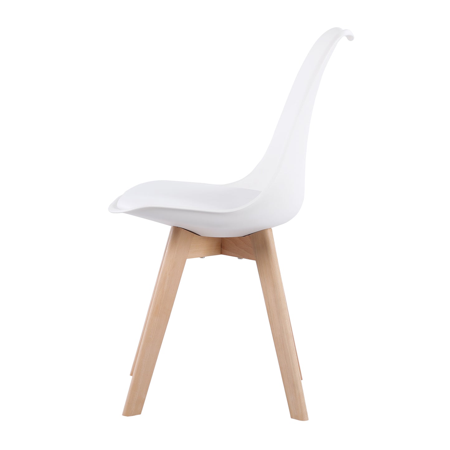 TULIP Dining Chair with Beech Legs - White