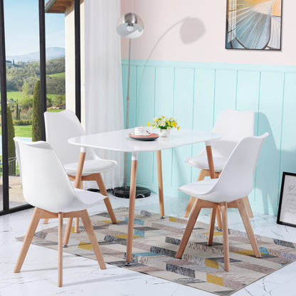TULIP Dining Chair with Beech Legs - White
