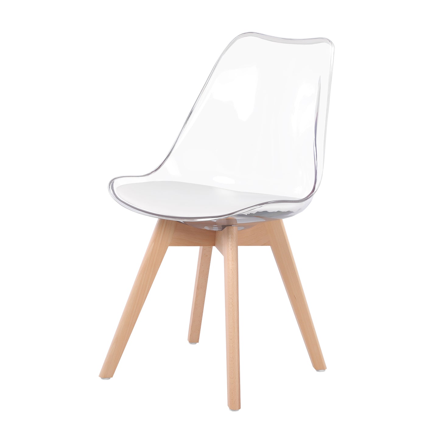 TULIP Dining Chair with Clear Back-White