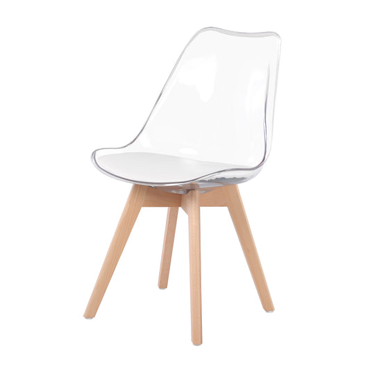 TULIP Dining Chair with Clear Back-White