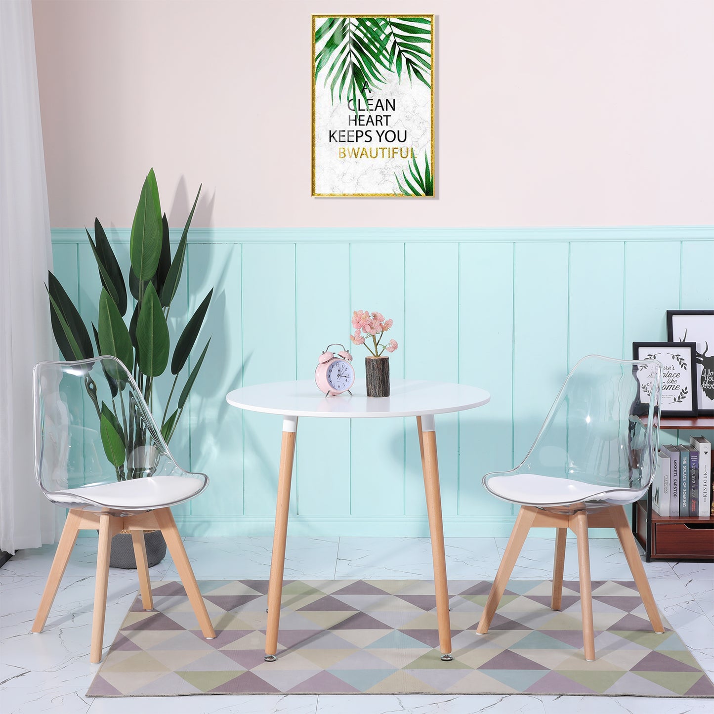 TULIP Dining Chair with Clear Back-White