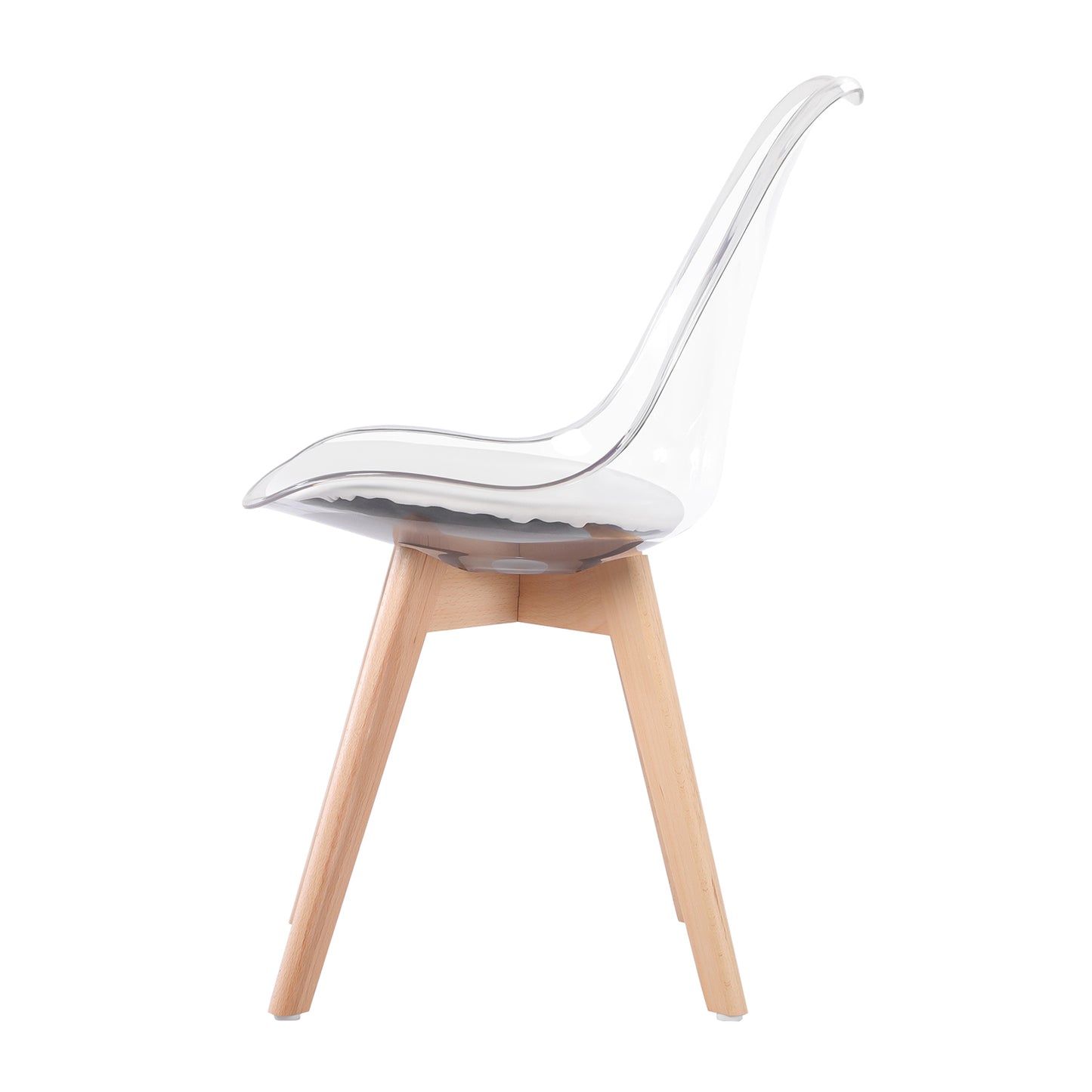 TULIP Dining Chair with Clear Back-White