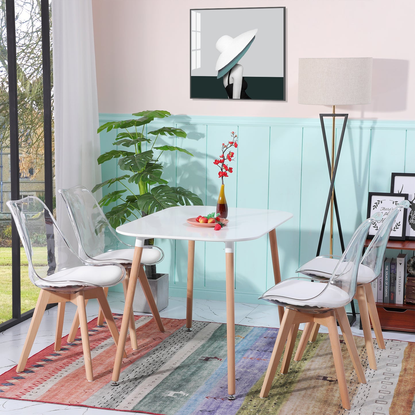 TULIP Dining Chair with Clear Back-White