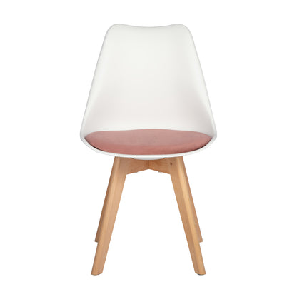 TULIP Dining Chair with Beech Legs - White/Rose Red Velvet