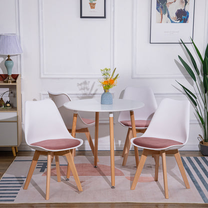 TULIP Dining Chair with Beech Legs - White/Rose Red Velvet