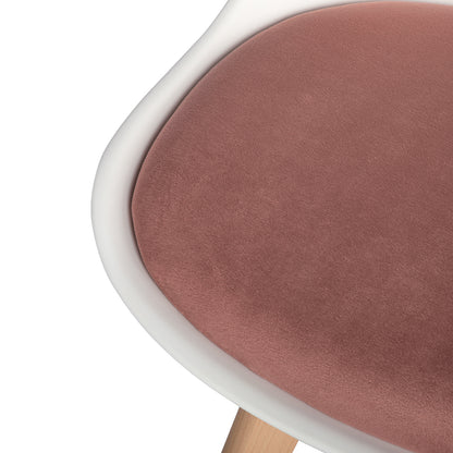 TULIP Dining Chair with Beech Legs - White/Rose Red Velvet