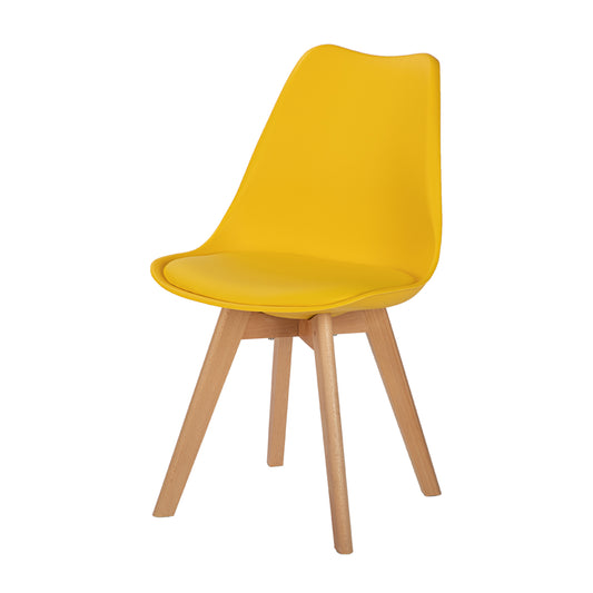 TULIP Dining Chair with Beech Legs - Yellow