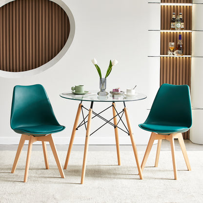 TULIP Dining Chair with Beech Legs - Dark Green