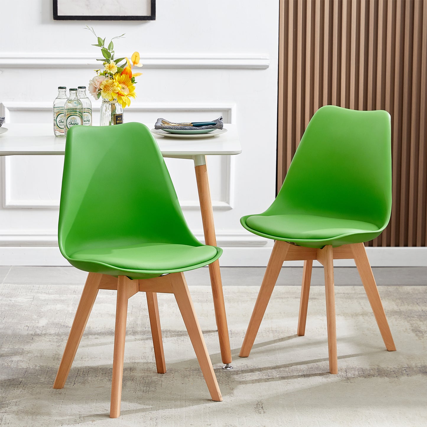 TULIP Dining Chair with Beech Legs - Green