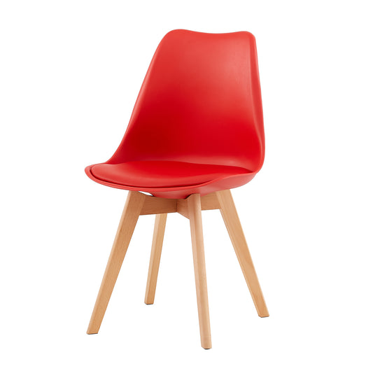 TULIP Dining Chair with Beech Legs - Red