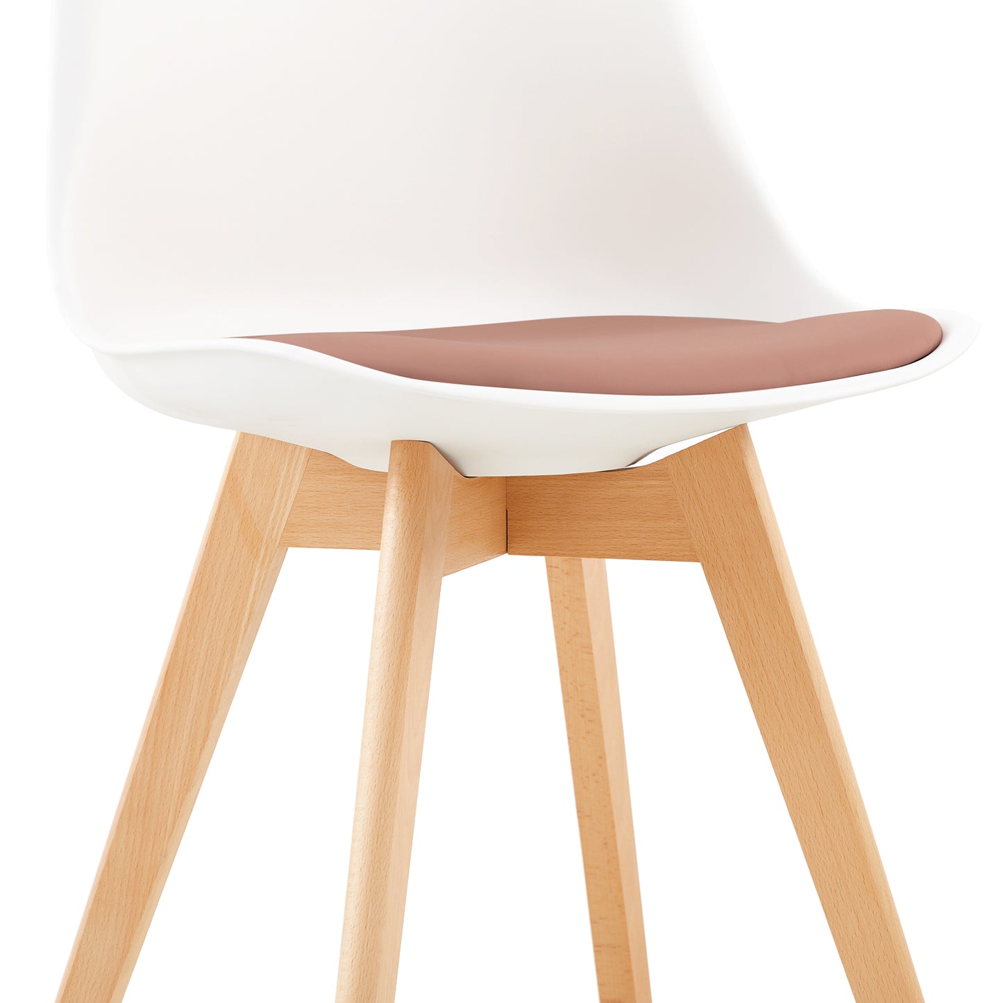 TULIP Dining Chair with Beech Legs - White/Bean Paste