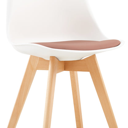 TULIP Dining Chair with Beech Legs - White/Bean Paste