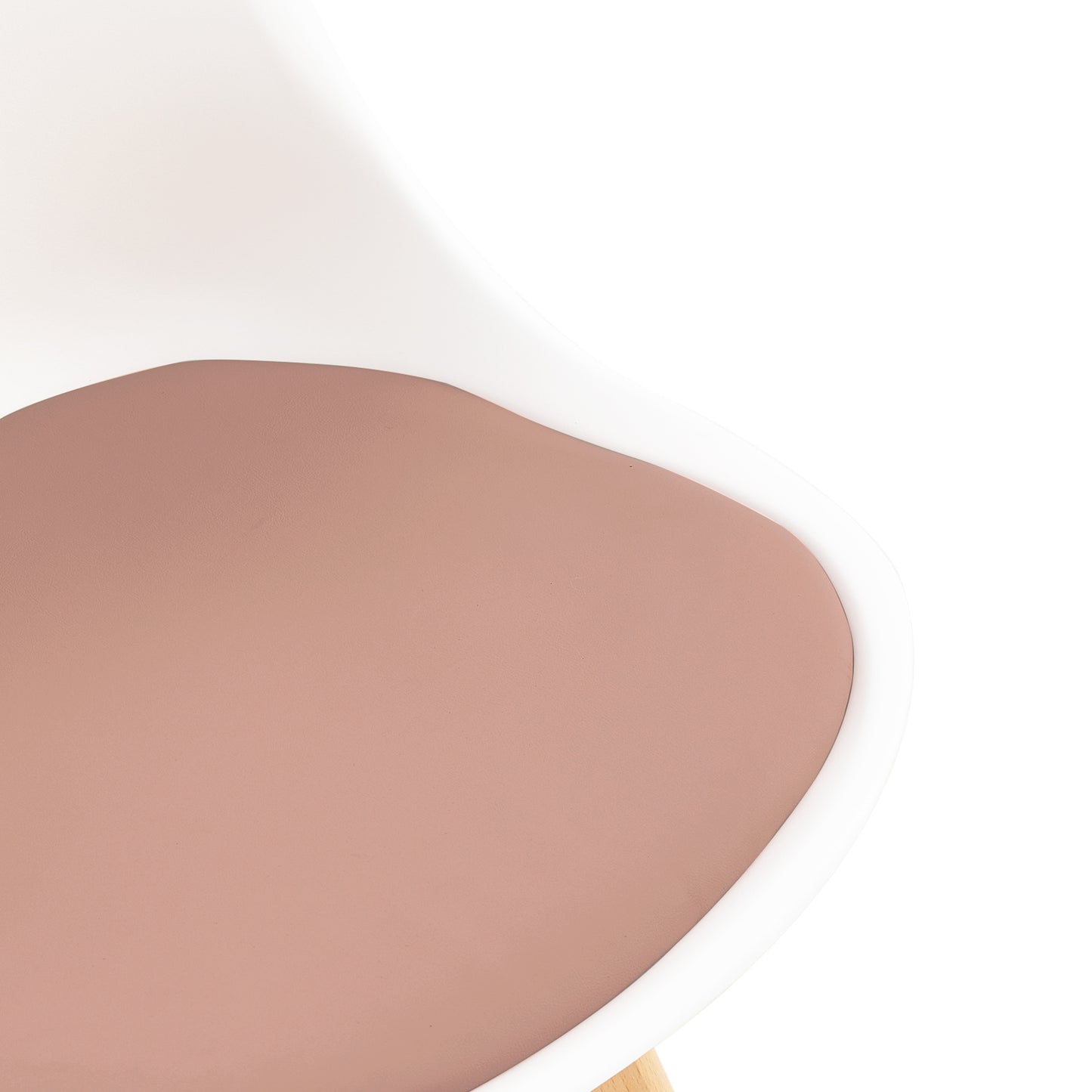 TULIP Dining Chair with Beech Legs - White/Bean Paste