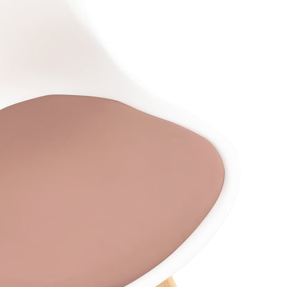 TULIP Dining Chair with Beech Legs - White/Bean Paste