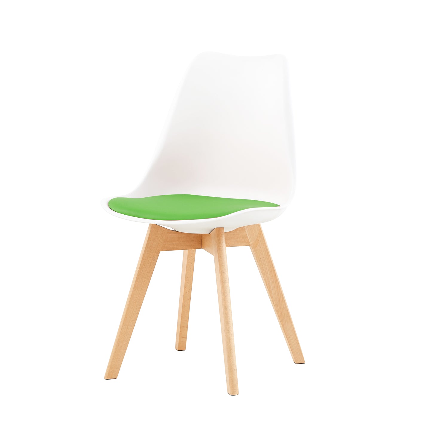 TULIP Dining Chair with Beech Legs - White/Green